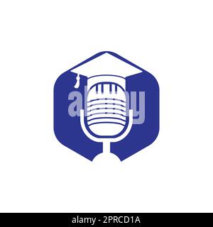 Graduate podcast logo icon symbol design. Education podcast logo concept. Stock Vector