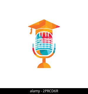 Graduate podcast logo icon symbol design. Education podcast logo concept. Stock Vector