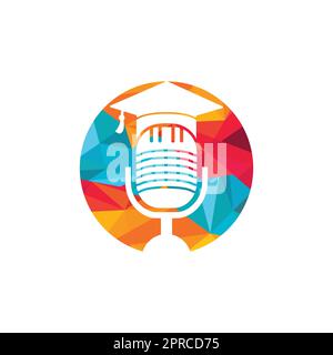 Graduate podcast logo icon symbol design. Education podcast logo concept. Stock Vector