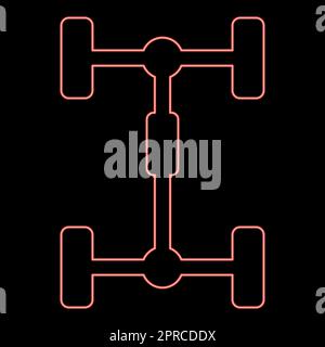 Neon undercarriage Chassis Carriage for car Vehicle frame red color vector illustration image flat style Stock Vector