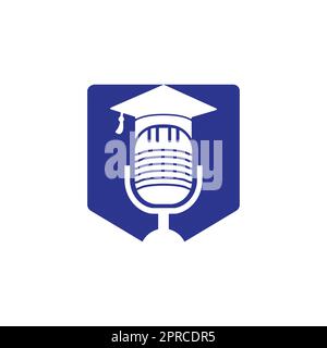 Graduate podcast logo icon symbol design. Education podcast logo concept. Stock Vector