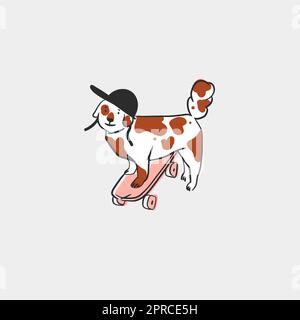 Hand drawn vector abstract graphic line art collection with diverse cute funny cartoon dogs characters.Vector illustration of funny cartoon dog on Stock Vector