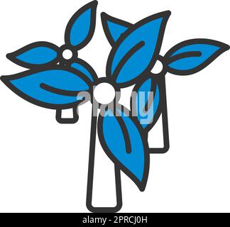 Wind Mill With Leaves In Blades Icon Stock Vector