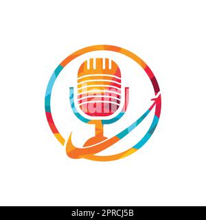 Traveling Podcast vector logo design template. Travel tourism vacation podcast logo concept. Stock Vector