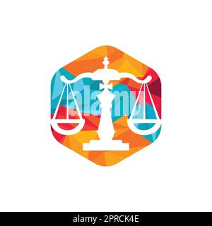 Chess law vector logo design template. Chess king and scale icon design. Stock Vector