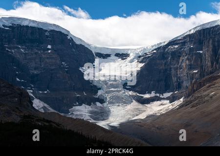 Snow Dome Mountain and Dome Glacier with Columbia Icefield by the Icefields Parkway, Jasper and Banff national park, British Columbia, Canada. Stock Photo