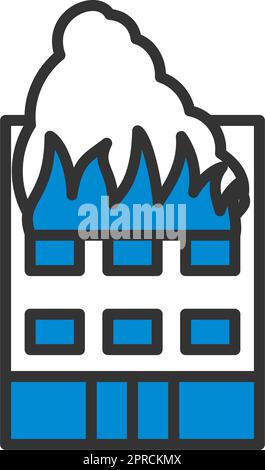 Hotel Building In Fire Icon Stock Vector