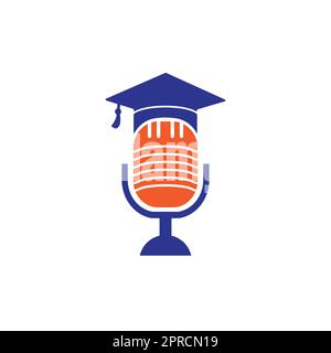 Graduate podcast logo icon symbol design. Education podcast logo concept. Stock Vector