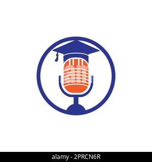 Graduate podcast logo icon symbol design. Education podcast logo concept. Stock Vector