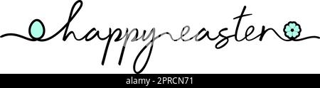 Happy Easter. Black Hand writing calligraphic lettering on a white background. Stock Vector