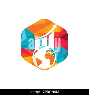 World Stats vector logo design template. World finance logo design concept. Stock Vector