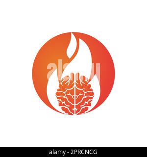 Fire brain vector logo design template. Stock Vector
