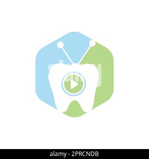 Dental tv vector logo design template. Tooth and television icon design. Stock Vector