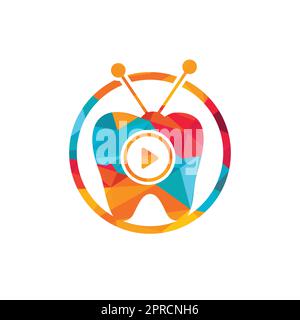 Dental tv vector logo design template. Tooth and television icon design. Stock Vector