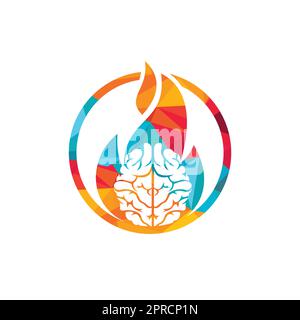 Fire brain vector logo design template. Stock Vector