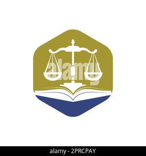 Law education logo design. Vector Libra and open book logo combination. Stock Vector