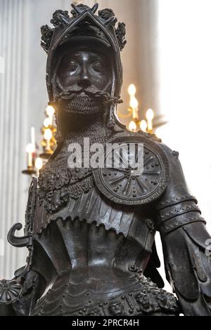 Leopold III the Pious bronze statue at the Hofkirche museum in Innsbruck for Emperor Maximilian I. Stock Photo