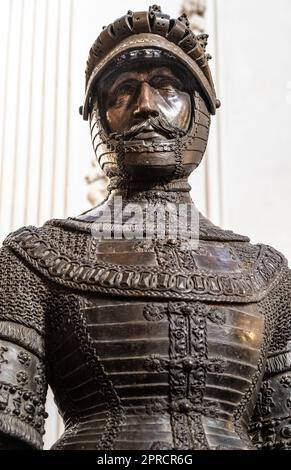 Count Albert IV of Habsburg bronze statue at the Hofkirche museum in Innsbruck for Emperor Maximilian I. Stock Photo
