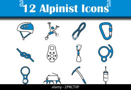 Alpinist Icon Set Stock Vector
