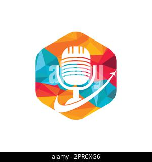 Traveling Podcast vector logo design template. Travel tourism vacation podcast logo concept. Stock Vector