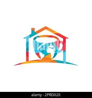 Creative Coffee cup with globe map vector logo design template. Stock Vector