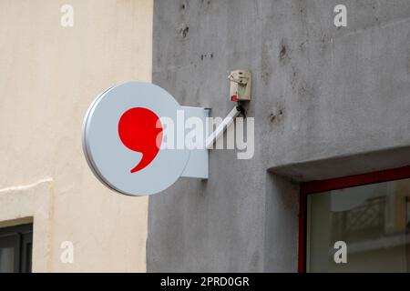 lyon , Aura France - 04 20 2023 : Monoprix sign logo and text brand of retail chain store wall facade food signboard Stock Photo