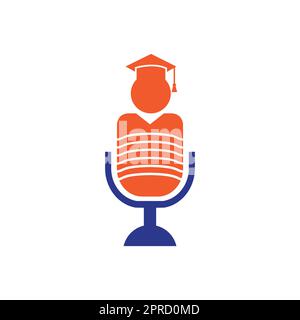 Student podcast vector logo icon symbol design. Education podcast logo concept. Stock Vector