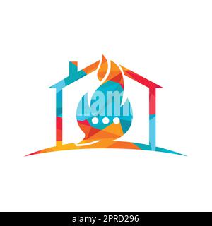 Hot talk vector logo design. Fire chat icon logo design concept. Stock Vector