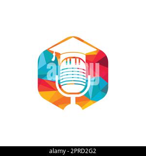 Graduate podcast logo icon symbol design. Education podcast logo concept. Stock Vector