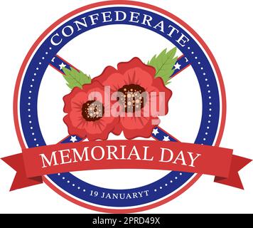 Confederate Memorial Day Template Hand Drawn Cartoon Flat Illustration for Commemoration Servicemen of the America with Flag Design Stock Vector