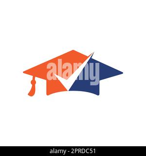 Graduation hat and check mark icon and logo design. Educational and ...
