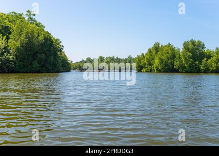 The Hikkaduwa Lake in the north-east of the same touristy town Hikkaduwa in Sri Lanka Stock Photo