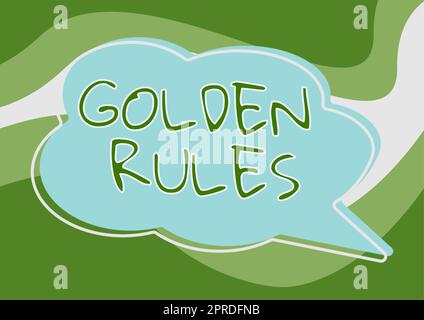 Sign displaying Golden Rules. Business concept Basic principle that should be followed Important Principle Blank Cloud Speech Bubble For Business Branding And Advertising. Stock Photo