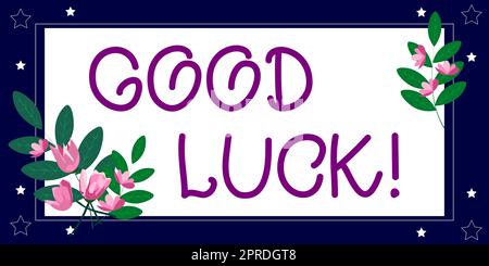 Text sign showing Good Luck, Word Written on A positive fortune or a happy outcome that a person can have Blank Frame Decorated With Abstract Moderniz Stock Photo