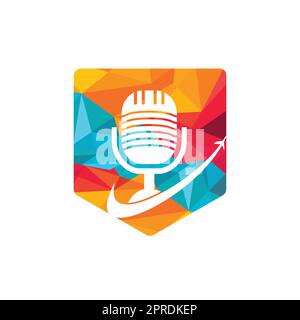 Traveling Podcast vector logo design template. Travel tourism vacation podcast logo concept. Stock Vector