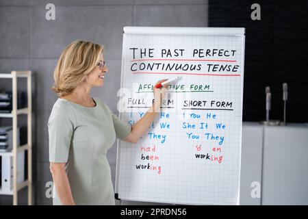 English Language Classes. Teacher In Class Stock Photo