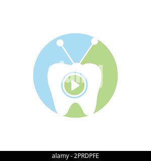 Dental tv vector logo design template. Tooth and television icon design. Stock Vector