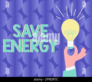 Text caption presenting Save Energy. Business showcase decreasing the amount of power used achieving a similar outcome Hand Holding Lamp With Formal Outfit Presenting New Ideas For Project Stock Photo