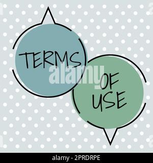 Conceptual caption Terms Of Use. Conceptual photo Established conditions for using something Policies Agreements Oval Thought Bubbles Representing Chatting And Social Networking Media. Stock Photo