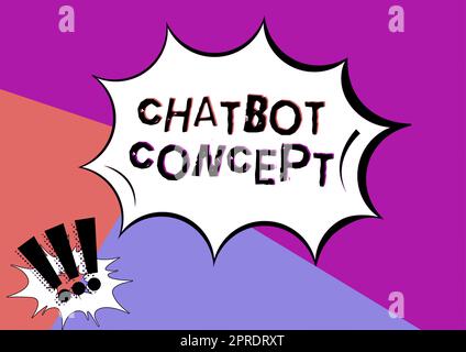 Text sign showing Chatbot Concept. Business idea Virtual assistant artificial intelligence online help Stock Photo