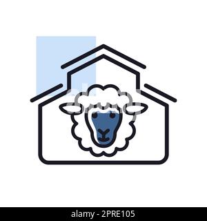 Sheep house isolated icon. Farm animal sign. Graph symbol for your web site design, logo, app, UI. Vector illustration Stock Photo