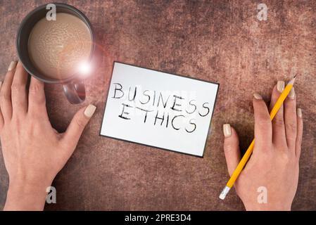 Inspiration showing sign Business Ethics, Word for appropriate policies which govern how a business operates Stock Photo