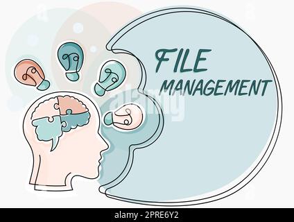 Sign displaying File Managementcomputer program that provides user interface to manage data, Internet Concept computer program that provides user inte Stock Photo