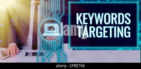 Conceptual display Keywords TargetingUse Relevant Words to get High Ranking in Search Engines, Business idea Use Relevant Words to get High Ranking in Stock Photo