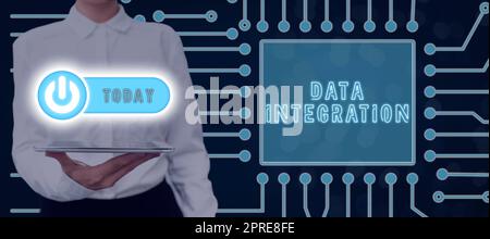 Conceptual caption Data Integrationcombination of technical and business processes to combine, Conceptual photo combination of technical and business Stock Photo