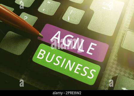 Text caption presenting Agile Business, Business overview capability of adjusting quickly to the market s is trend Stock Photo