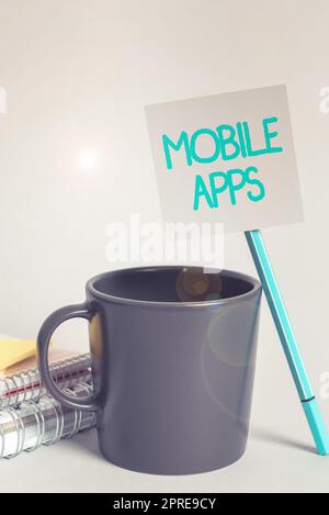 Inspiration showing sign Mobile Apps, Concept meaning a software application designed to run on handheld devices Stock Photo