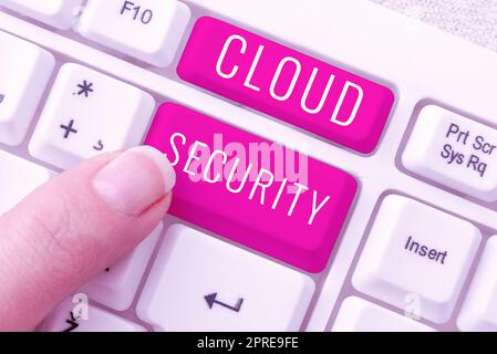 Conceptual display Cloud Security, Word for Imposing a secured system of existing data in the Internet Stock Photo