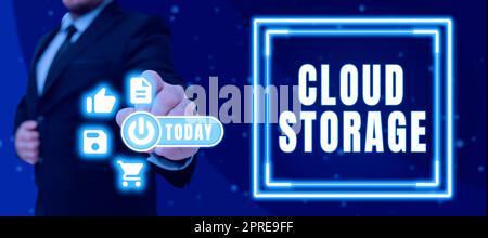 Text sign showing Cloud Storage, Internet Concept computing connect devices to cloud data on remote storage Stock Photo