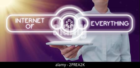 Writing displaying text Internet Of Everything, Business overview smart modern city and wireless communication network Stock Photo